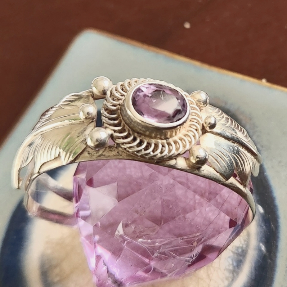 925 Sterling Silver Amethyst Cuff Bracelet